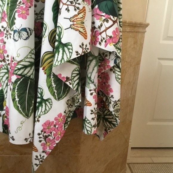 Oscar De La Renta Mixed Botanical Asymmetric Hem Dress - Picture 4 of 10